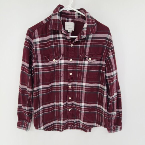 American Eagle Super Soft Women's Flannel Button Up Shirt Plaid Red Size M Fall - Picture 1 of 7